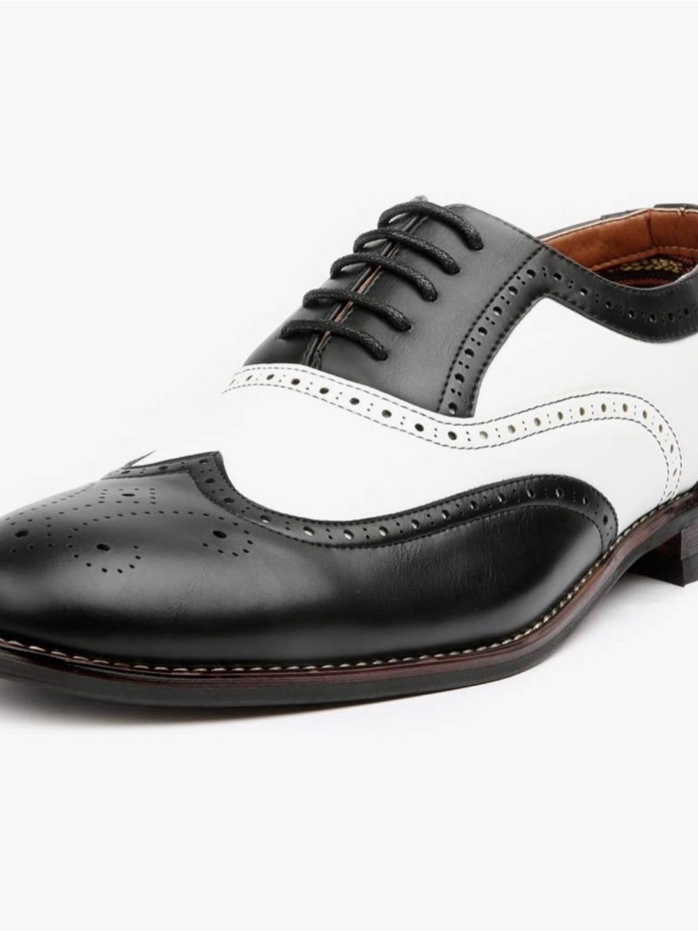 Men's Two-Tone Black & White Brogue Derby Oxford